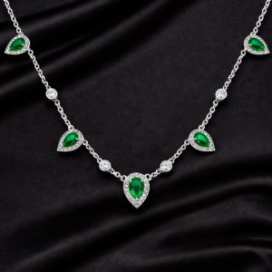 Verdant Teardrop Halo Necklace