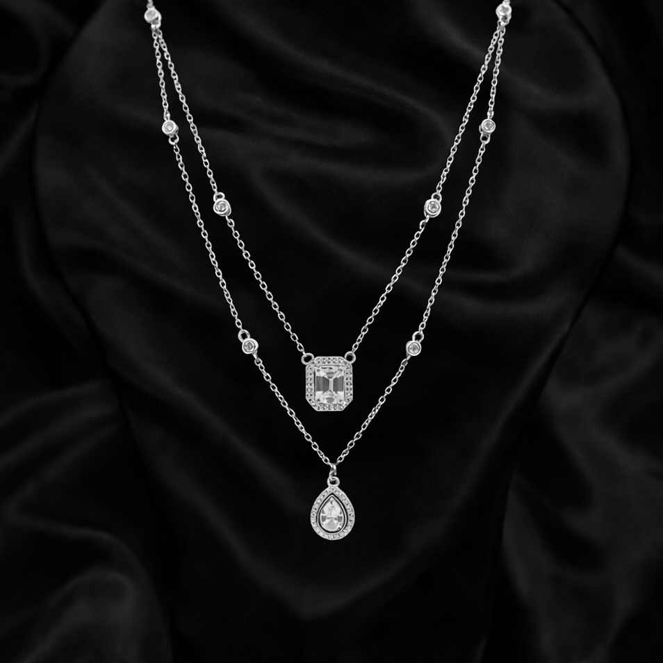 Eterna Dual Halo Teardrop Pendant