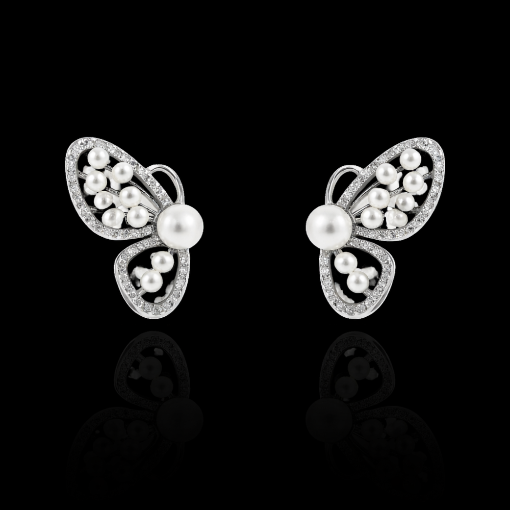 Aurelia Pearl Butterfly Earrings
