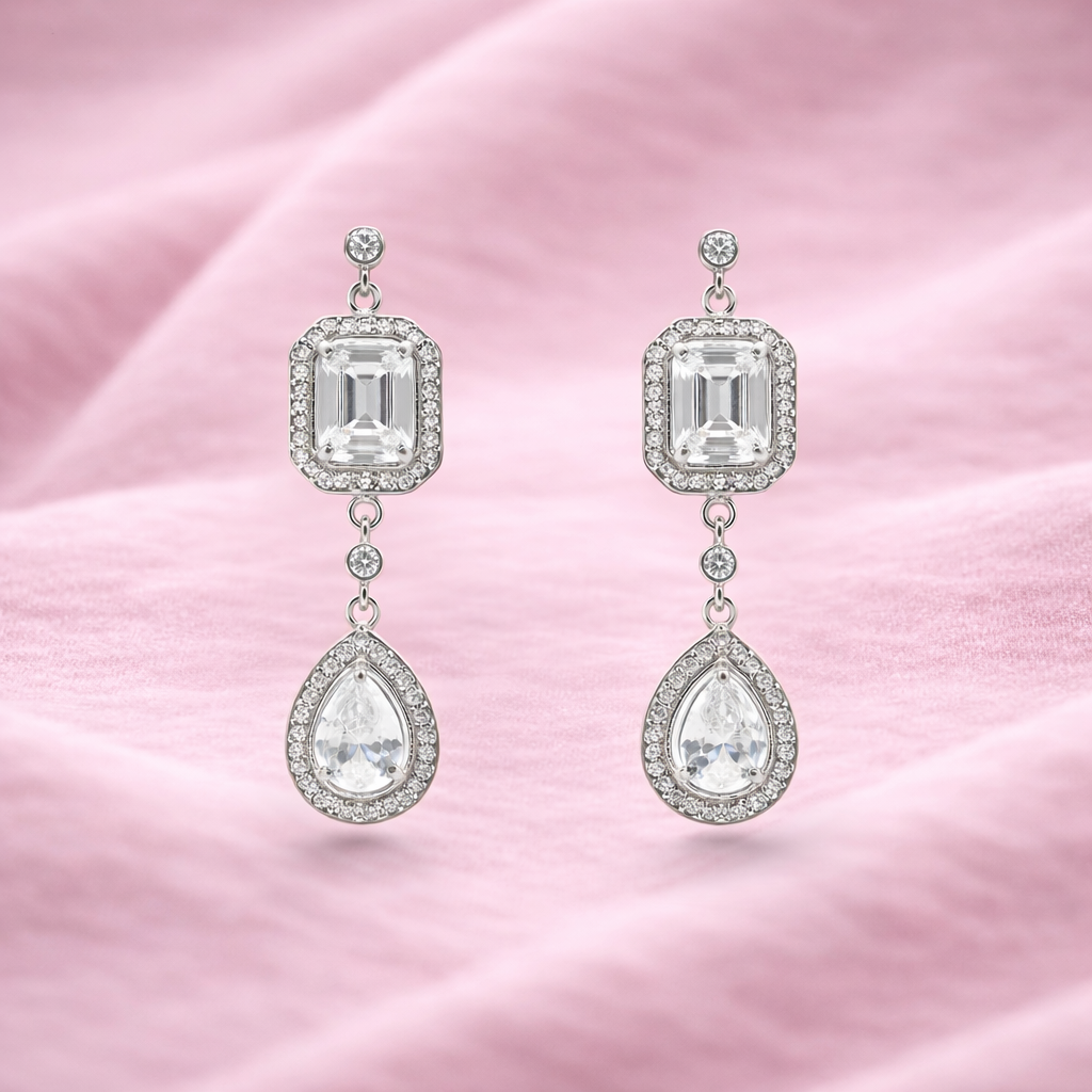 Celestia Emerald-Cut Teardrop Earrings S (2)