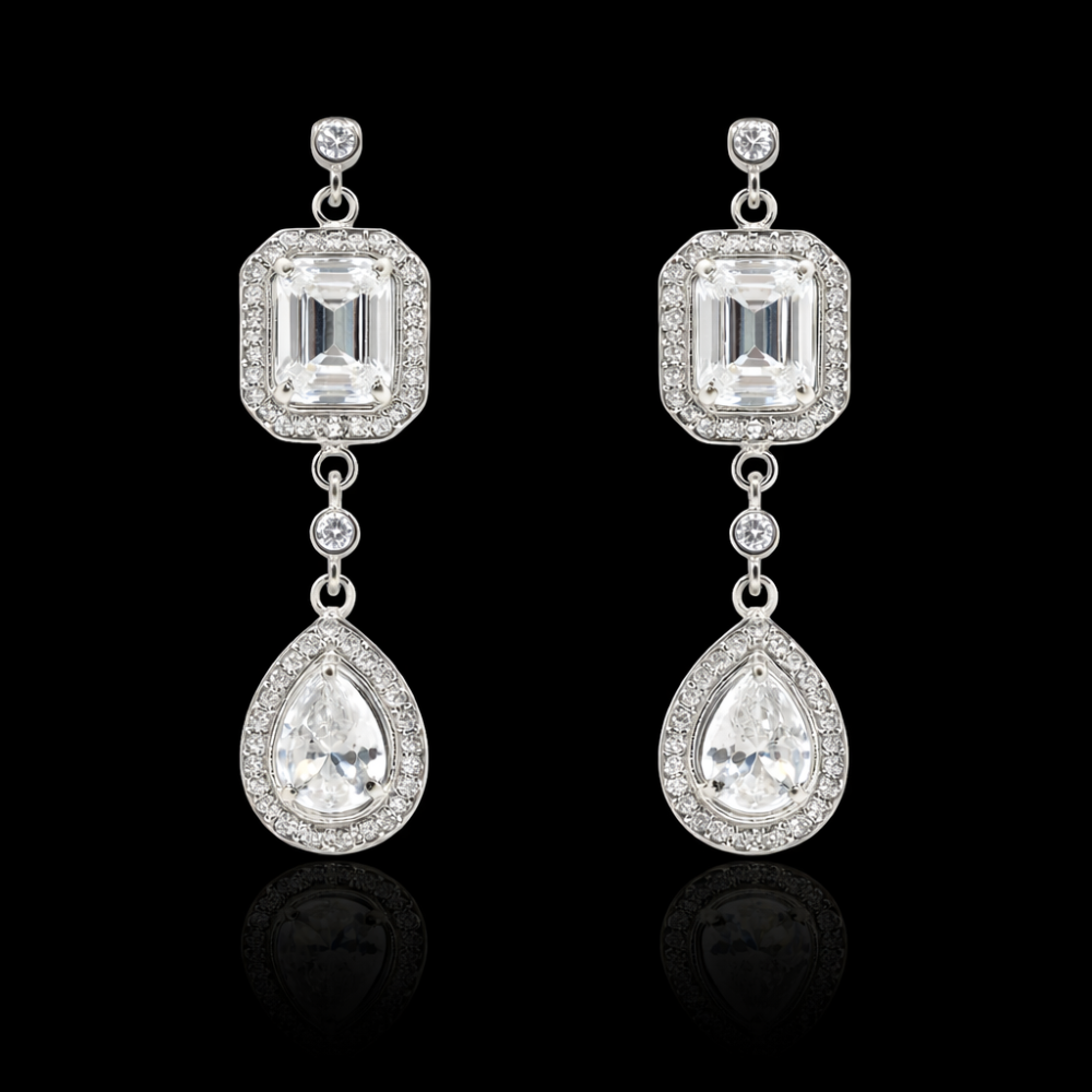 Celestia Emerald-Cut Teardrop Earrings