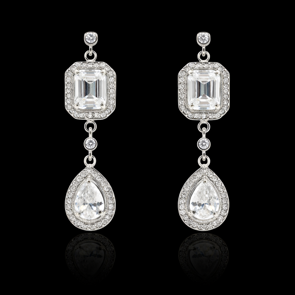 Celestia Emerald-Cut Teardrop Earrings S (3)
