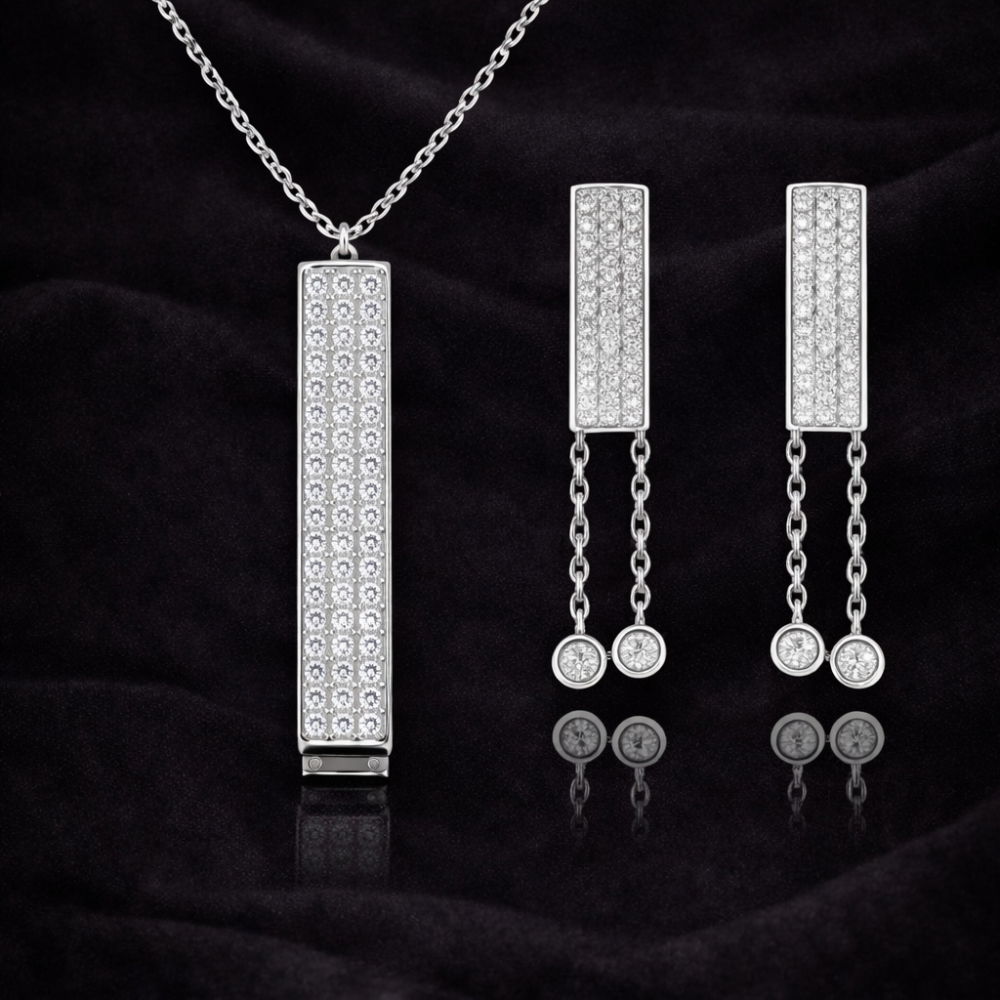 Elegant white jewelry set (TKC-S925-COMBO-0004) [TKC-S925-P-0034 / TKC-S925-ER-0022]