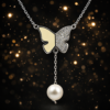 Elegant butterfly necklace with pearl S (2)