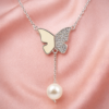Elegant butterfly necklace with pearl S (3)
