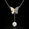 Elegant butterfly necklace with pearl S (4)