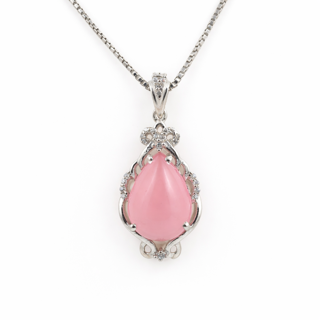 Elegant pendant with rose quartz S (1)