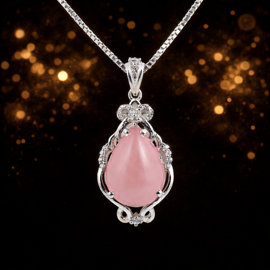 Elegant pendant with rose quartz S (2)
