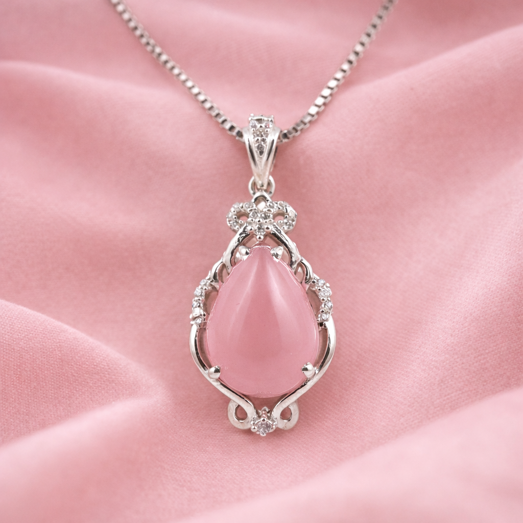 Elegant pendant with rose quartz S (3)