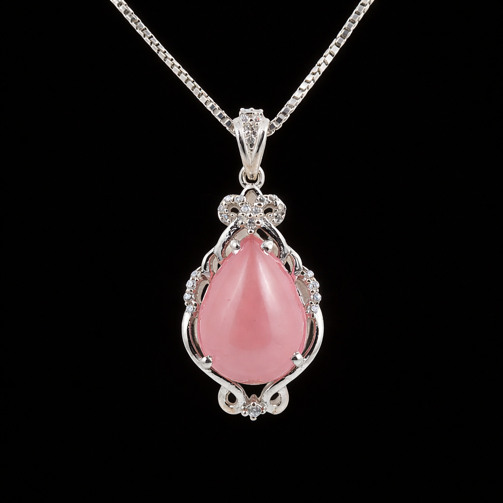 Elegant pendant with rose quartz S (4)