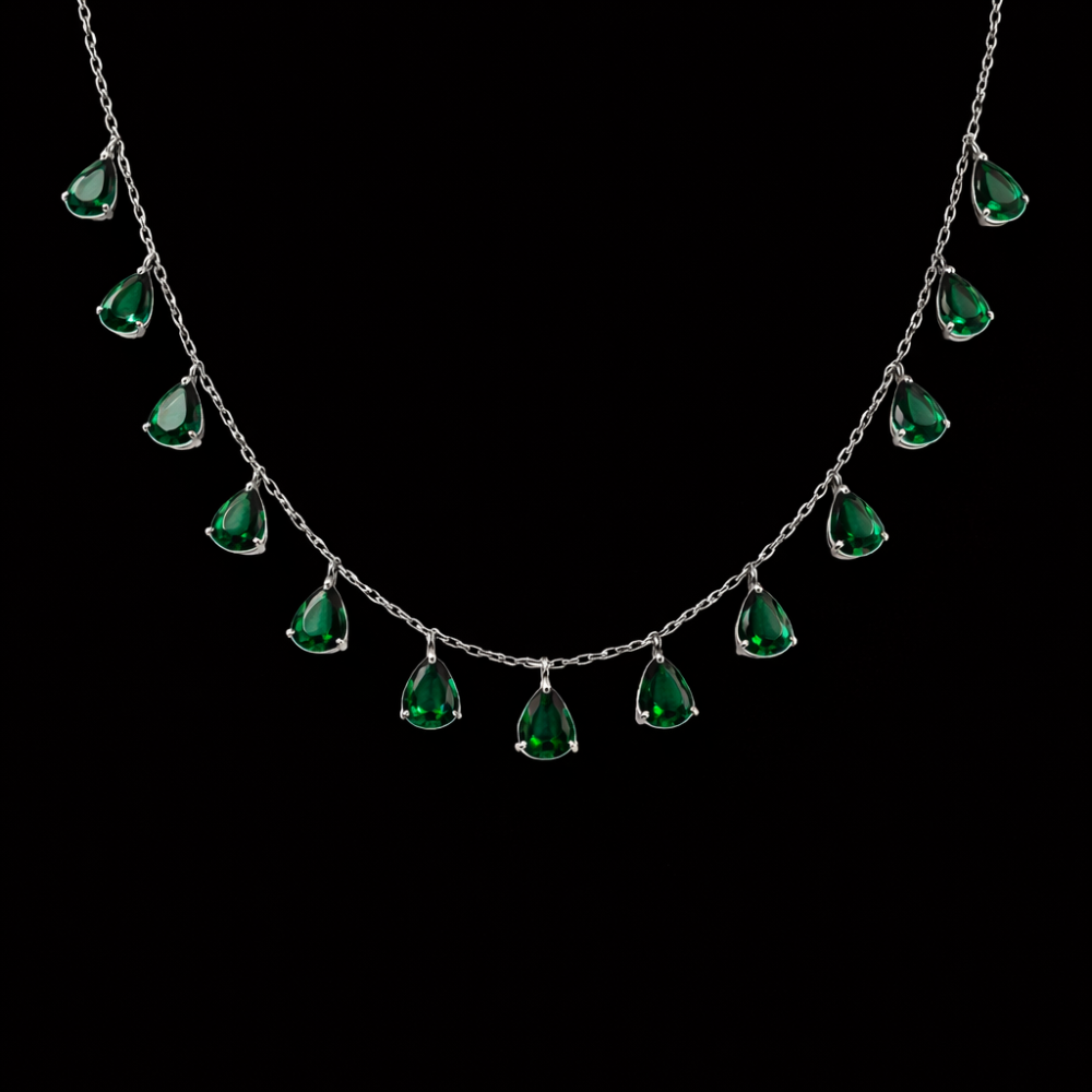 Emerald Cascade Teardrop Pendant