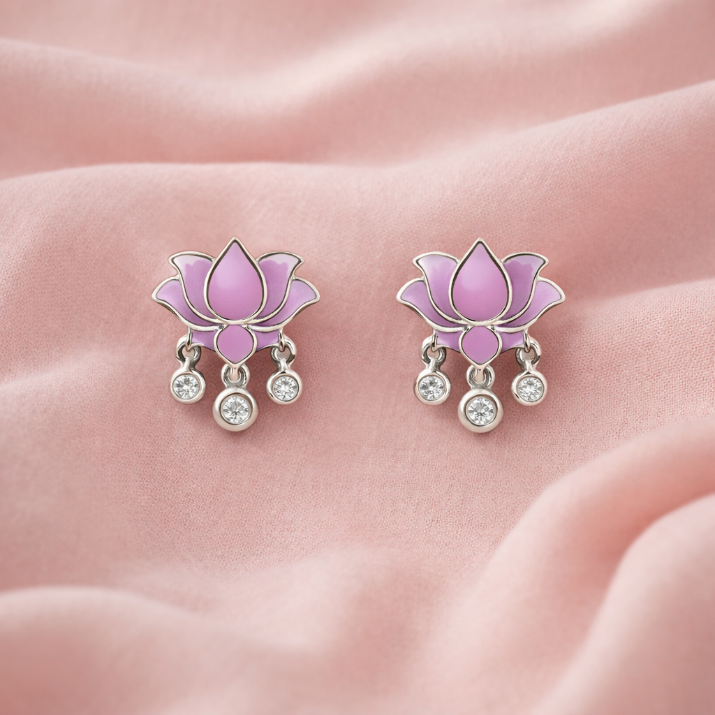 Lotus Charm Stud Earrings S (3)