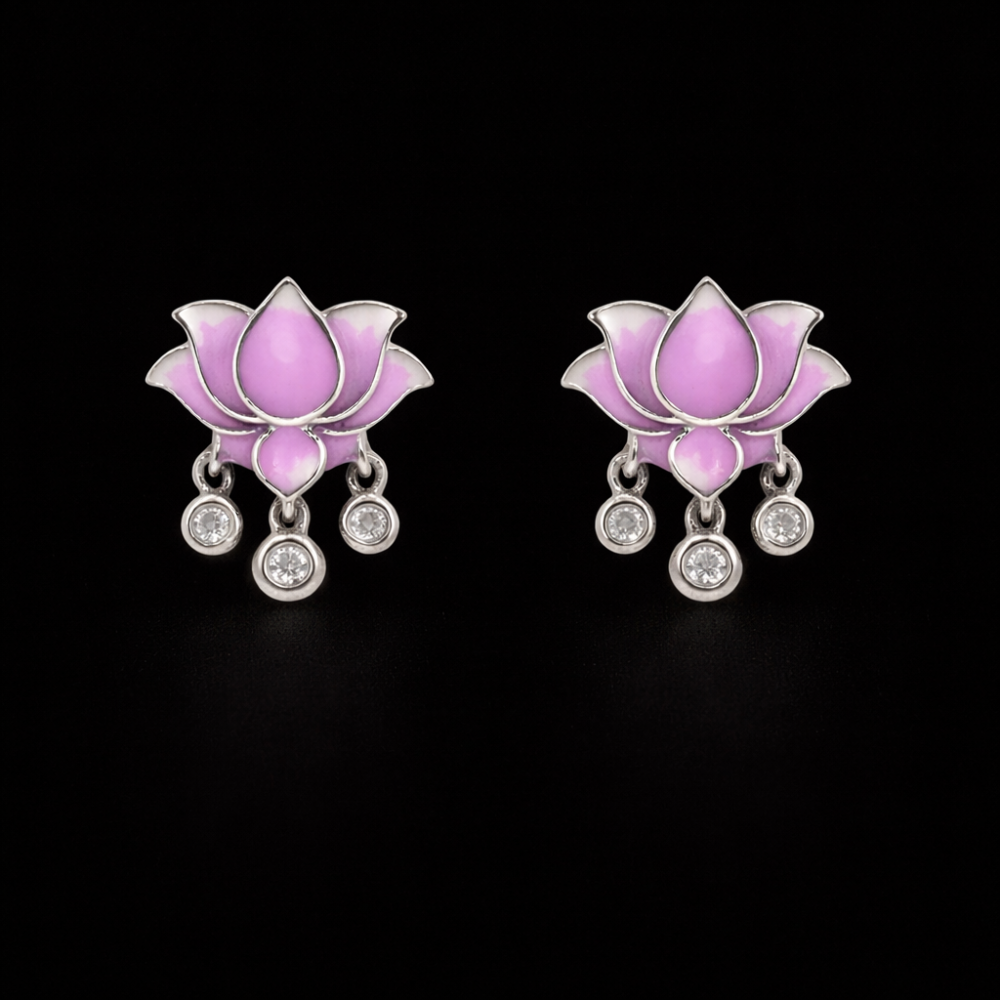 Lotus Charm Stud Earrings