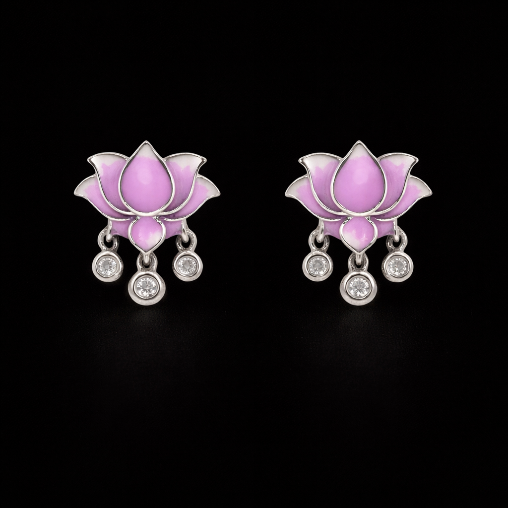 Lotus Charm Stud Earrings S (4)