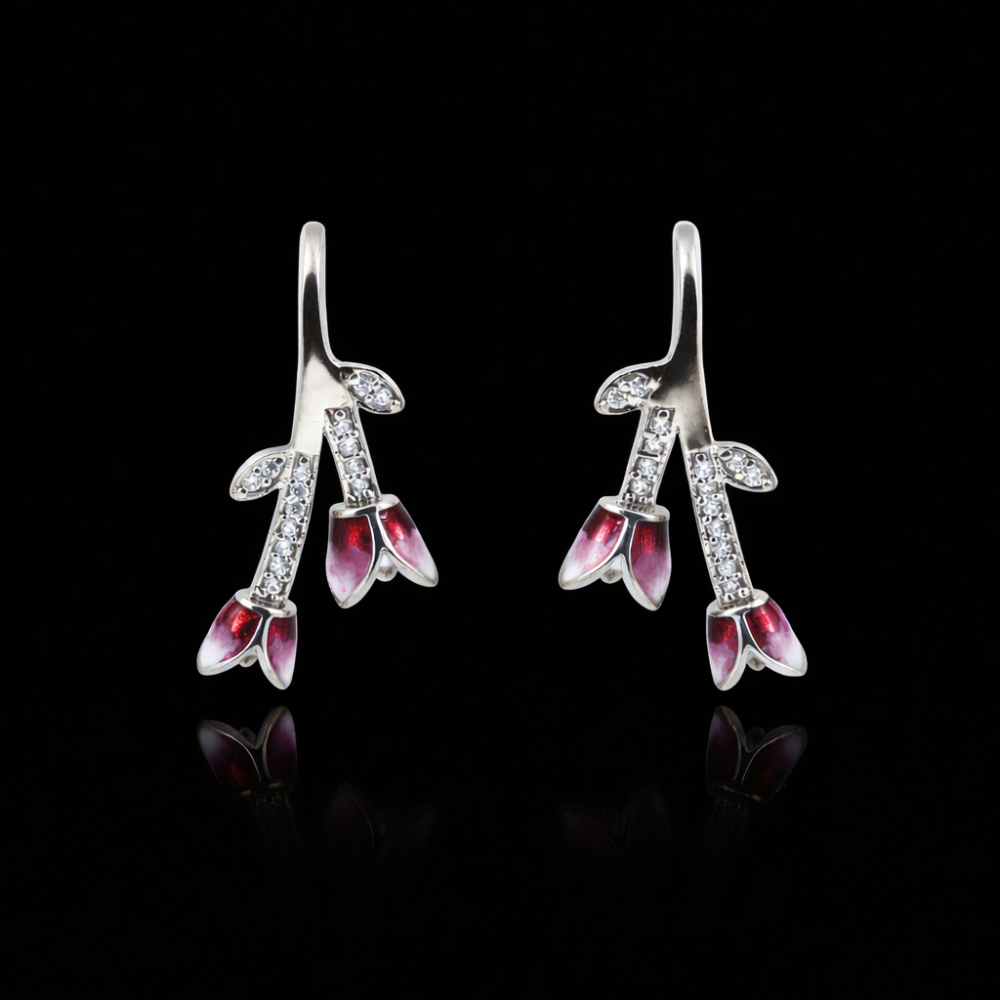 Ruby Bloom Drop Earrings