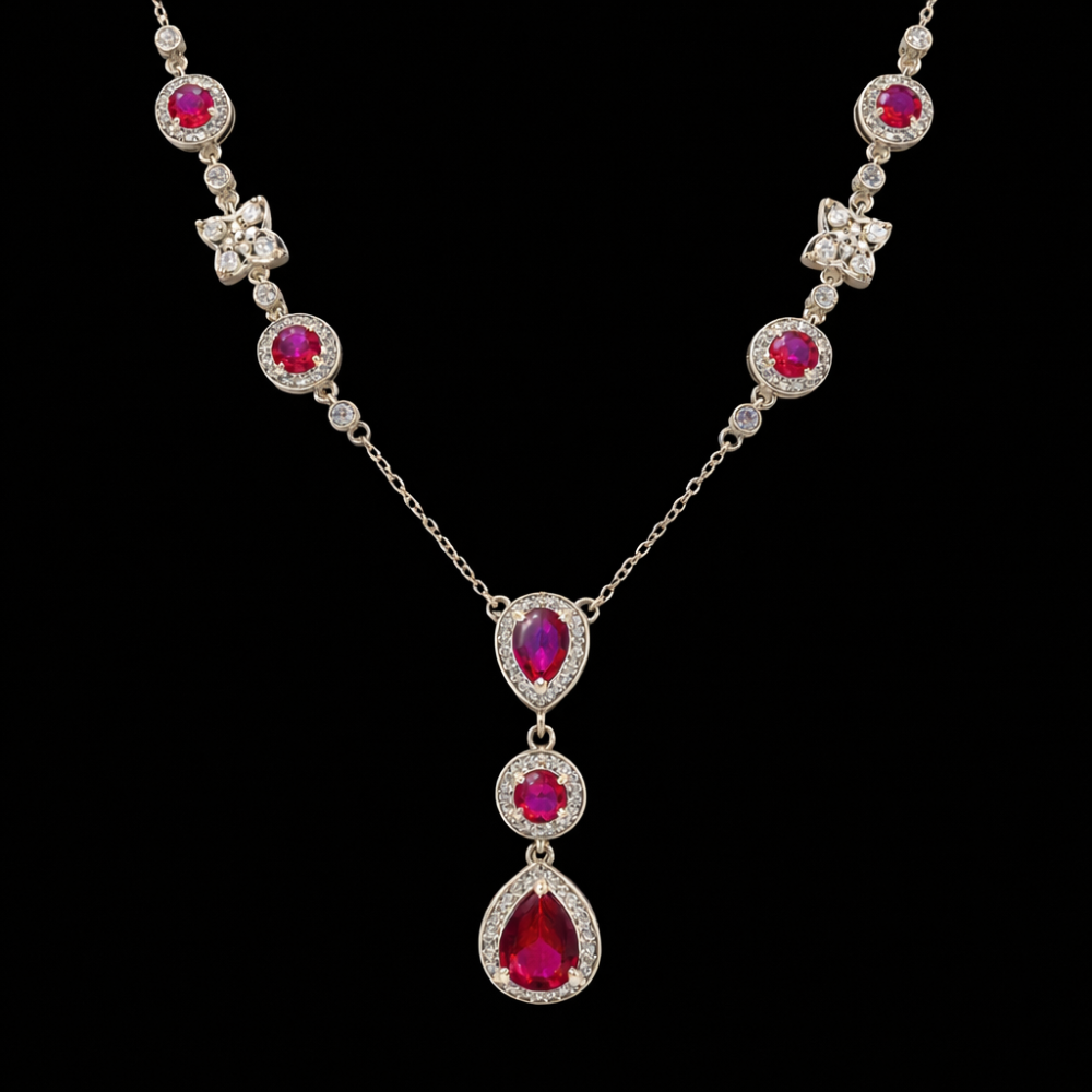 Ruby Cascade Teardrop Pendant