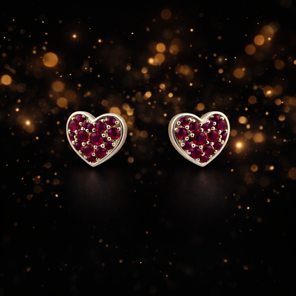 Ruby Heart Stud Earrings S (2)