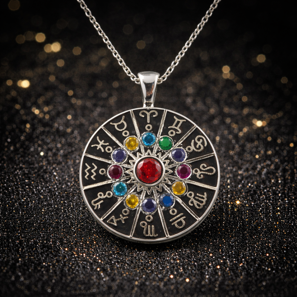 Zodiac pendant with colorful gemstones S (1)